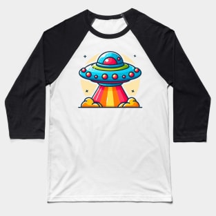 Colorful flying saucer take off the earth Baseball T-Shirt